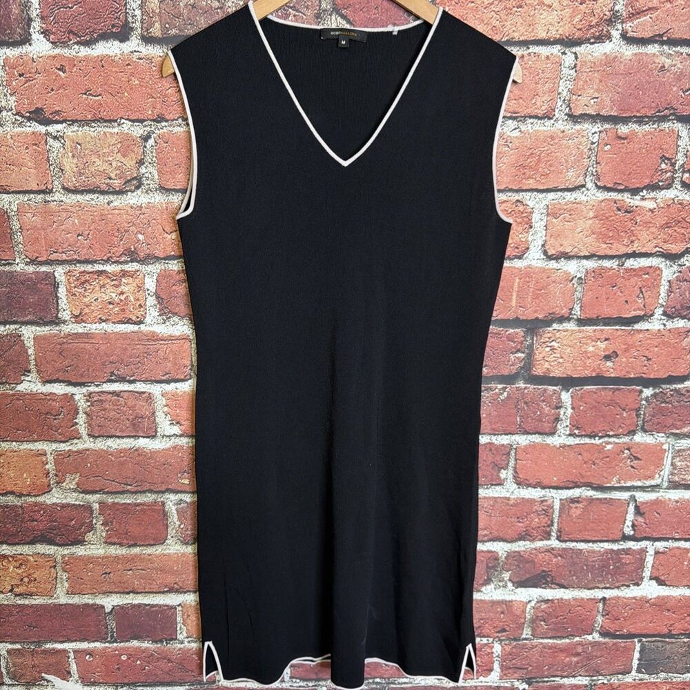 BCBG Max Azria Womens Black Sleeveless Ribbed Dress Medium